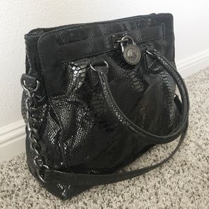 Michael Kors Black Python Hamilton Bag